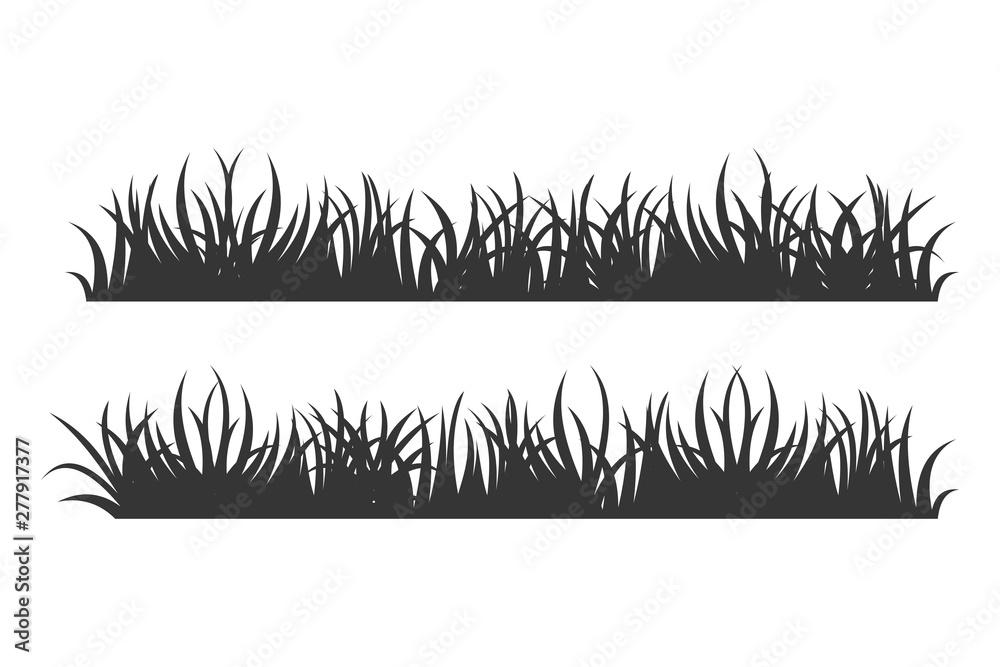 Poster set of black grass silhouettes on white backround icon template color editable. grass symbol vector 