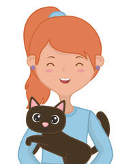Girl with cat cartoon design