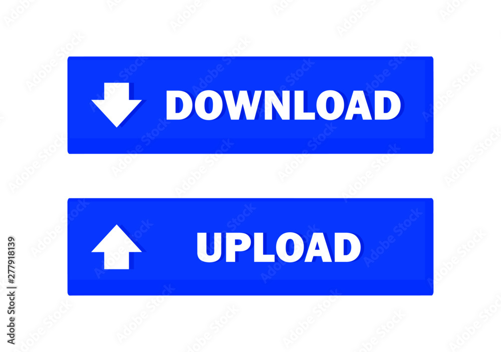Wall mural blue button download and upload set for web. isolated vector.