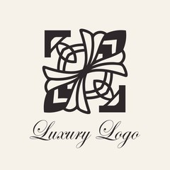 Vintage ornamental template for logo design. Flourishes calligraphic elegant retro royal sign