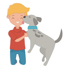 Boy with dog cartoon design