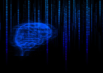 digital deep learning brain ai technology roboticม molecule of chemical, atom cell science,...