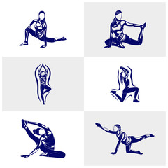 Set of Beautiful fitness logo vector. Yoga Logo Template. Women Healthy Sexy body design vector.