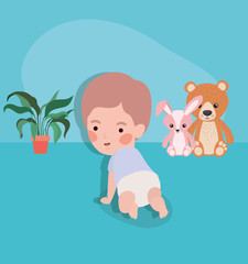 little baby boy crawling character