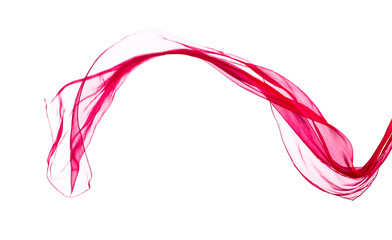 Red scarf in the wind , isolated on white.