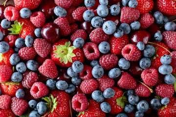 Berries closeup colorful assorted mix.
