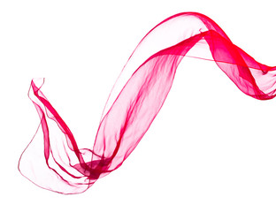 Red scarf in the wind , isolated on white.