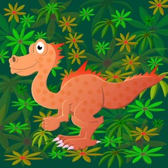 Two dinosaurs met in a wild prehistoric forest.