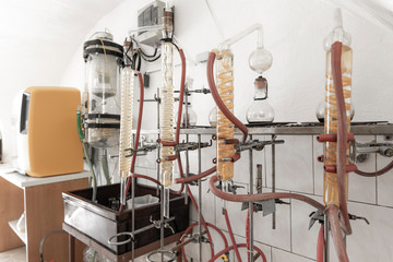 wine's laboratory with traditional and modern apparatus