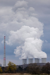 smoking chimney, power plant in Czech Republic
