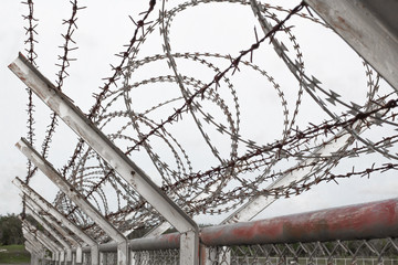 Prison imprisonment background, of war in prisons, barbed wire, Phuket, Thailand
