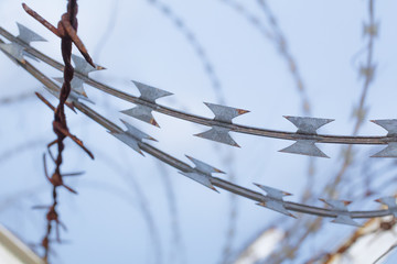 Prison imprisonment background, of war in prisons, barbed wire, Phuket, Thailand