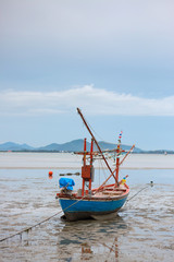 Fototapeta premium fishing boats on beach ,Prachuap-Bay,Thailand