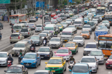 blurred traffic jam  on  street in bangkok , Motion blur,thailand