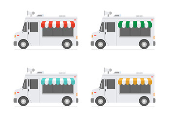 Set of Food Trucks. isolated on white background