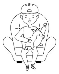 Boy with dog cartoon design