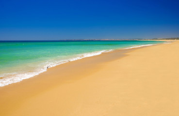 Beach Alvor Poente in Algarve, Portugal.