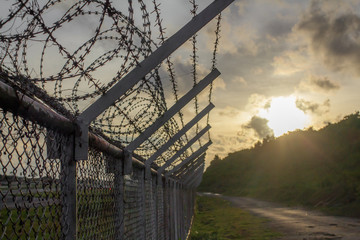 Background War Net Barrier Barbed Wire Conflict in Phuket Thailand