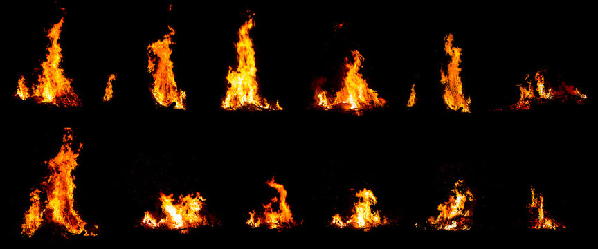 Bonfire on black background light, The collection of fire. Suitable for use in the design, editing, decoration, use on both print and website.