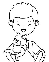 Boy with cat cartoon design