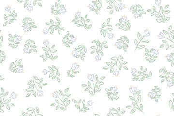 Obraz premium Botanical seamless pattern on white background. Vector illustration