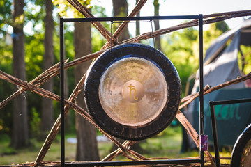 Gong for a sound therapy in the nature