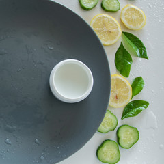 Top view of natural organic cosmetic products. Healthy skin care treatment