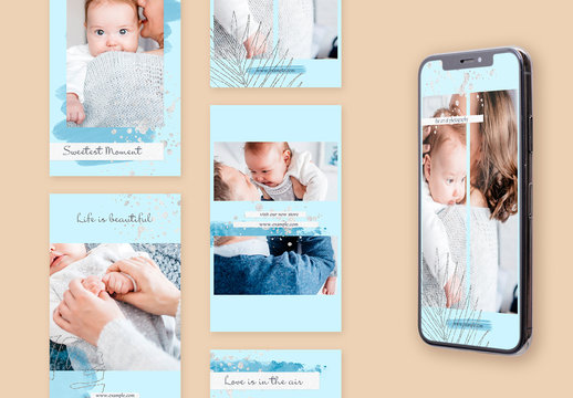 Social Media Story Layouts Set with Silver Accents
