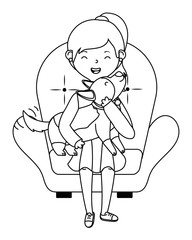 Girl with dog cartoon design