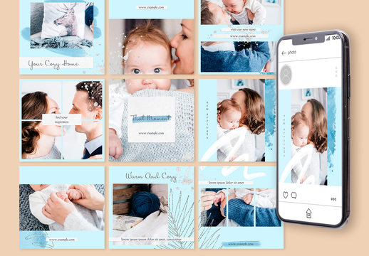 Social Media Posts Layout with Silver Accents