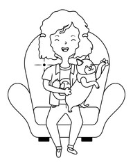 Girl with cat cartoon design