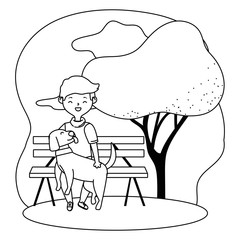 Boy with dog cartoon design
