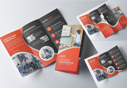 Orange and Dark Gray Business Brochure Layout 