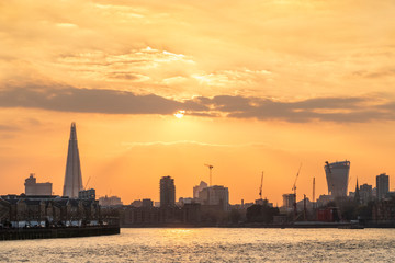 sunset over the London skyline England