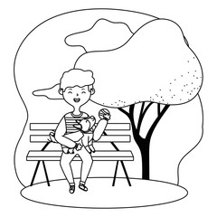 Boy with dog cartoon design