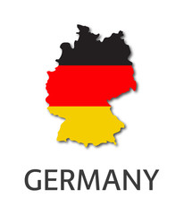 Obraz premium Simple illustration of the state of Germany in the appearance of the German flag isolated on a white background