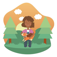 Girl with dog cartoon design