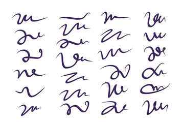 Set of hand drawn lettering and calligraphy swirls, squiggles. Vector ink decorations for composition