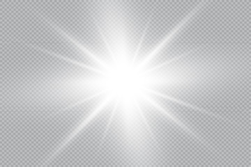 Set of Vector glowing light effect stars bursts with sparkles on transparent background. Transparent stars.