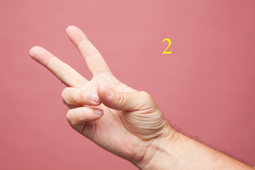 Mano, dedos de la mano, pulgar, mano haciendo señales y expresando o señalando números con los...