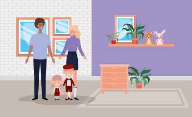 family members in house place scene