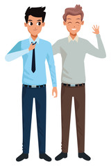 Family father with adult son cartoon