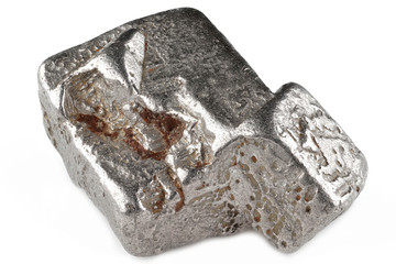 native 2.5 gram platinum nugget from the Kondyor Massif, Khabarovsk Krai, Russia isolated on white...