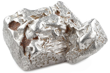 native 2.5 gram platinum nugget from the Kondyor Massif, Khabarovsk Krai, Russia isolated on white...