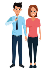 Young adult couple greeting cartoon