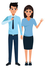 Fototapeta premium Young adult couple greeting cartoon