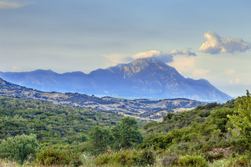 Landscape with Mount Athos, Chalkidiki, Greece