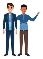 Family father with adult son cartoon