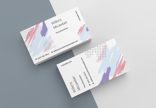 Business Card Layout with Abstract Designs