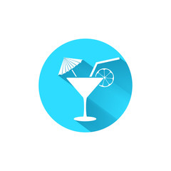 Cocktail blue icon template. Flat style. Vector